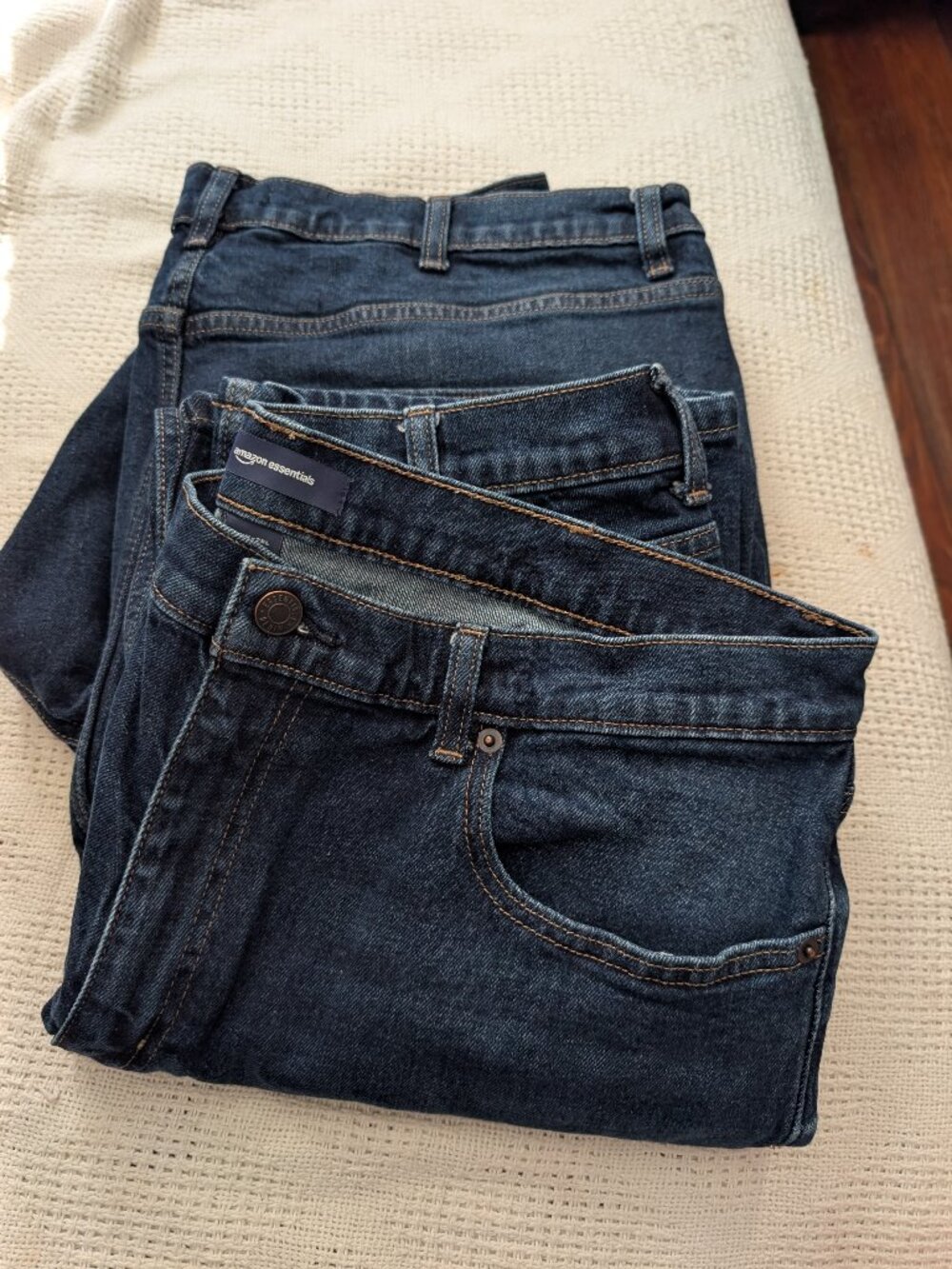 2 PAIRS Amazon Essentials Men's Heavyweight Jeans, 5 Pocket, Blue, NWOT